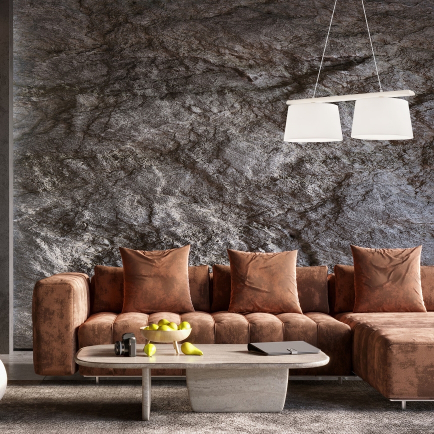 Висящ полилей на кабел AIDA 2xE27/60W/230V Ø 35 cm дъб/бял