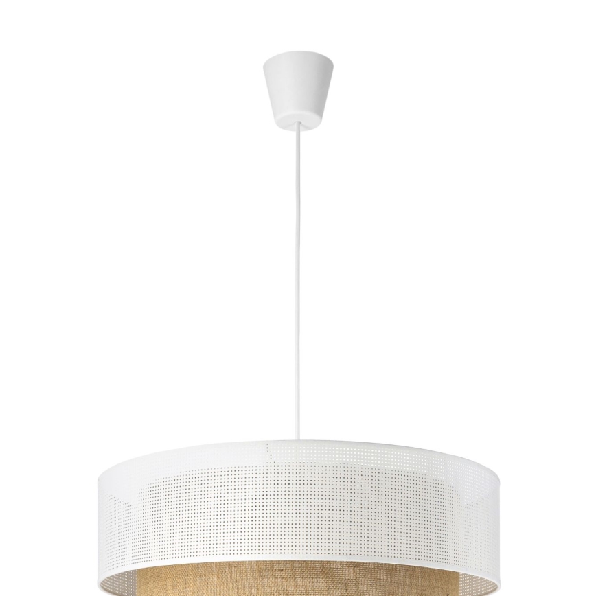 Vисящ полилей на кабел BORHO 1xE27/60W/230V Ø 50 см бял/юта