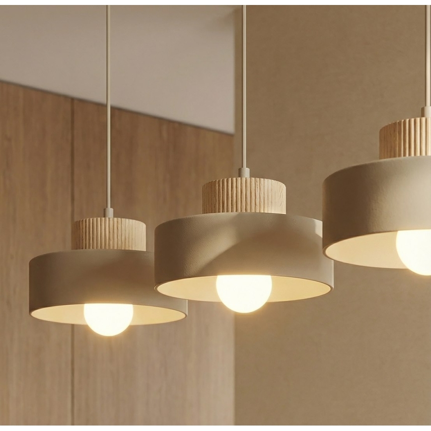 Висящ полилей на кабел KIVI 3xE27/15W/230V, бежов