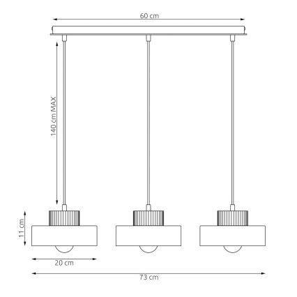 Висящ полилей на кабел KIVI 3xE27/15W/230V, бежов