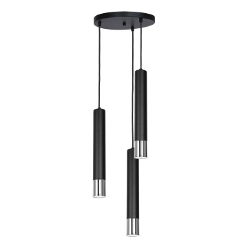 Висящ полилей NEST 3xGU10/8W/230V черен/лъскав хром