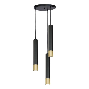 Висящ полилей NEST 3xGU10/8W/230V кръгъл черен/златист