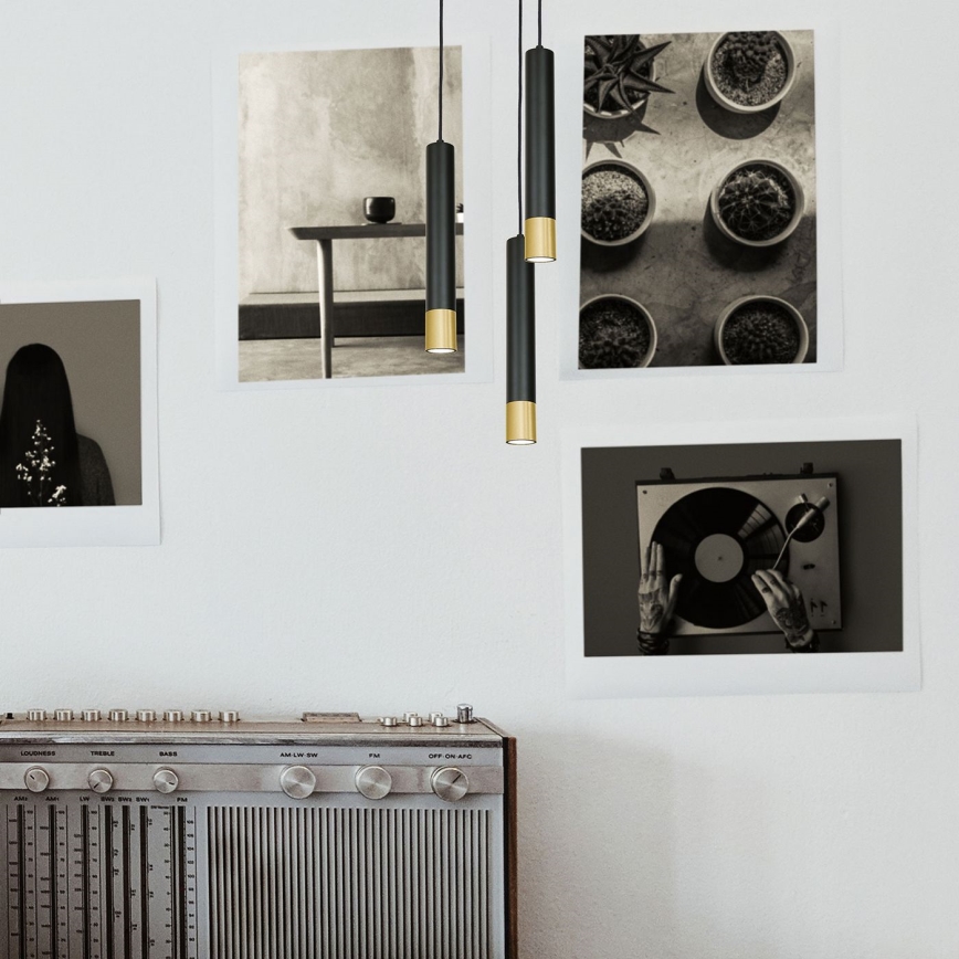 Висящ полилей NEST 3xGU10/8W/230V кръгъл черен/златист