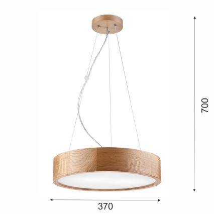 Висящ полилей OAK 2xE27/60W/230V дъб Ø 37 см