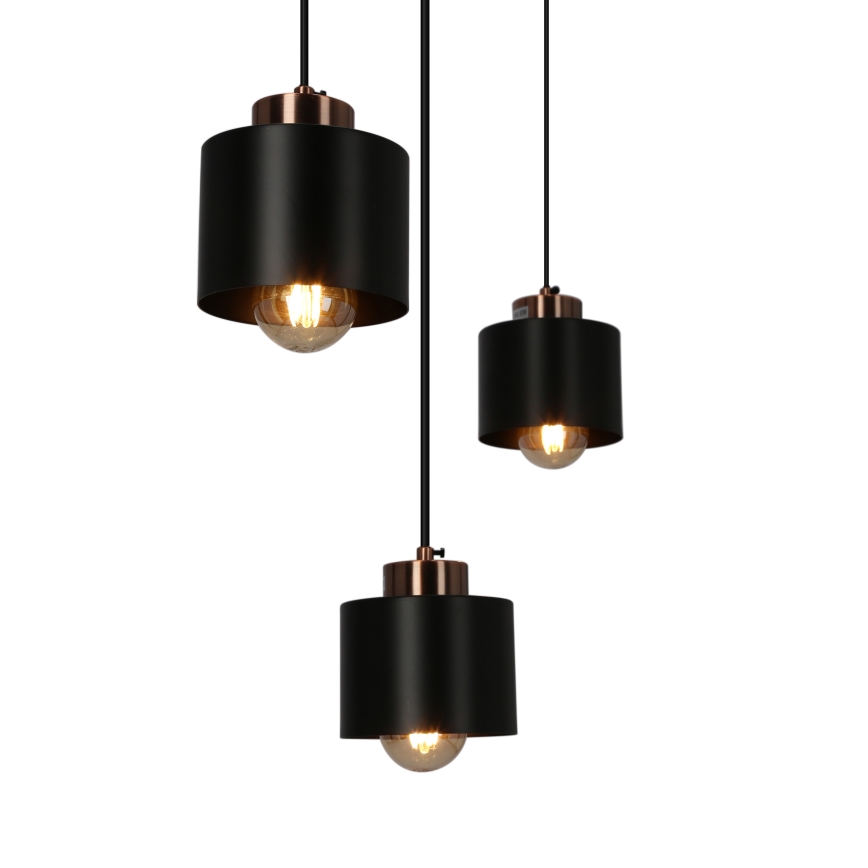 Висящ полилей OLENA 3xE27/60W/230V черен
