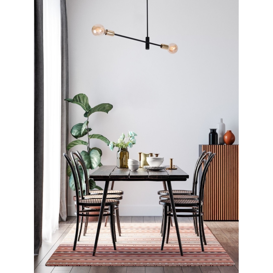 Висящ полилей ONYX 2xE27/60W/230V черен/златист