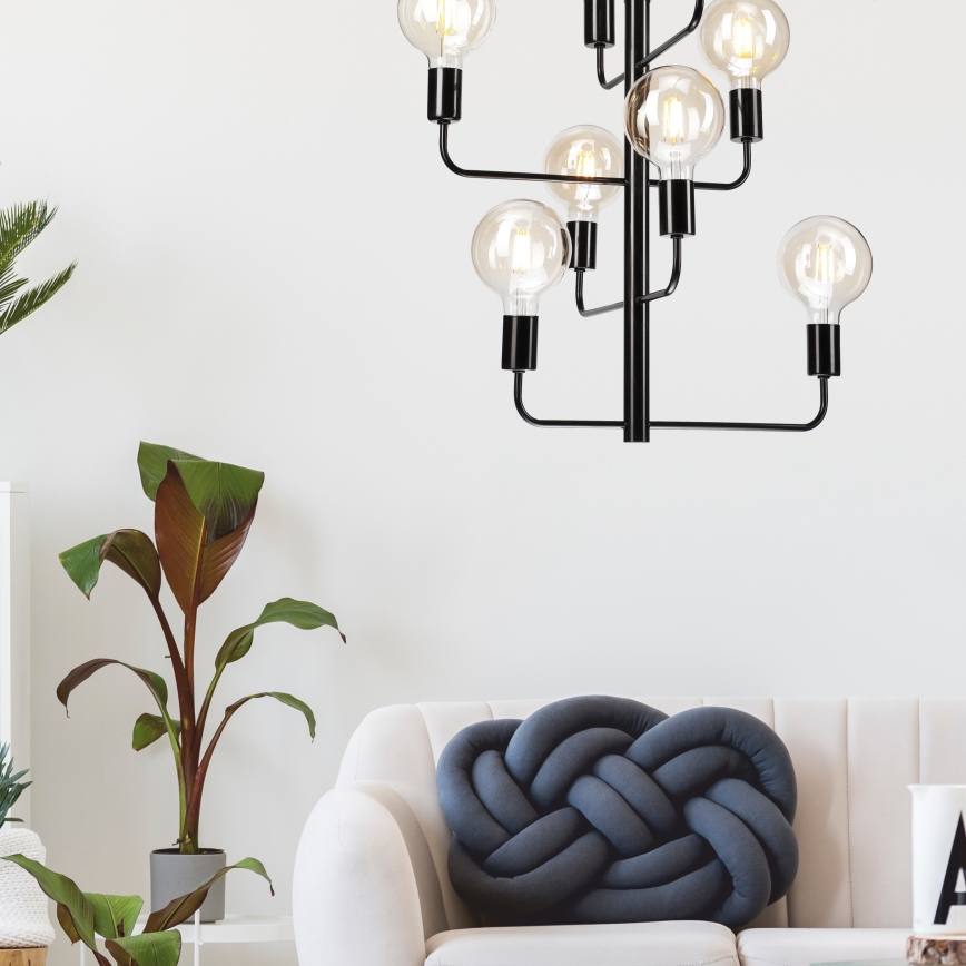 Висящ полилей ORLANDO 8xE27/60W/230V черен