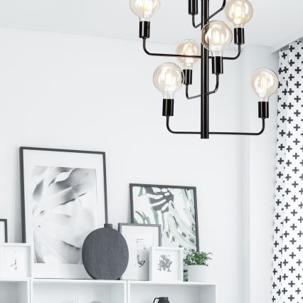 Висящ полилей ORLANDO 8xE27/60W/230V черен