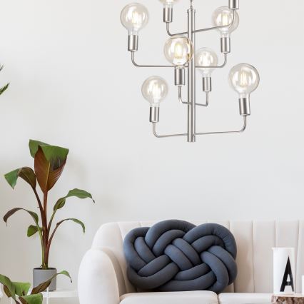 Висящ полилей ORLANDO 8xE27/60W/230V сребрист