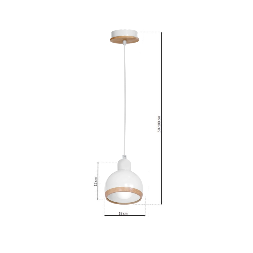 Висящ полилей OVAL 1xE27/60W/230V бял