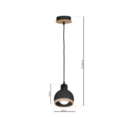 Висящ полилей OVAL 1xE27/60W/230V черен