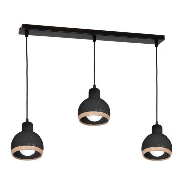 Висящ полилей OVAL 3xE27/60W/230V черен