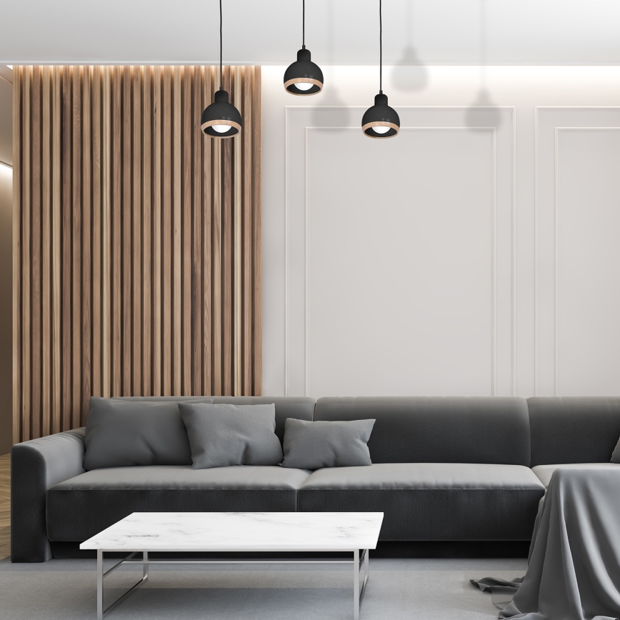 Висящ полилей OVAL 3xE27/60W/230V черен