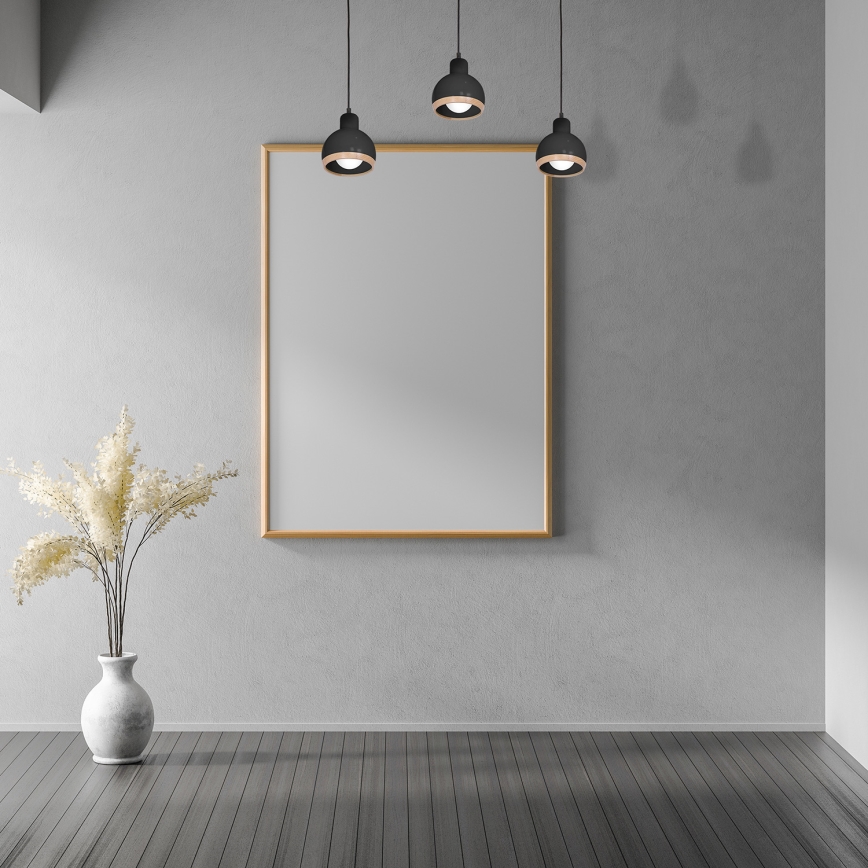 Висящ полилей OVAL 3xE27/60W/230V черен