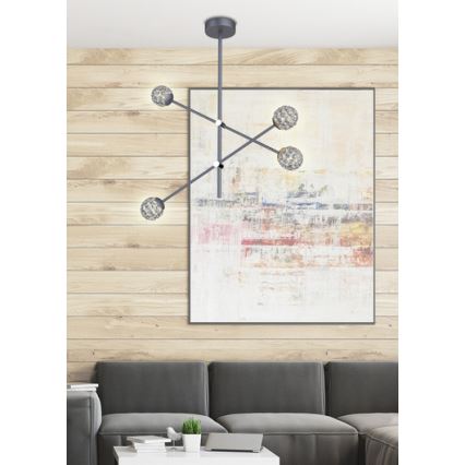 Висящ полилей PAKSOS 6xG9/5W/230V черен