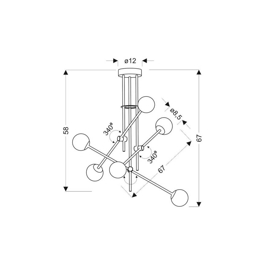 Висящ полилей PAKSOS 6xG9/5W/230V черен