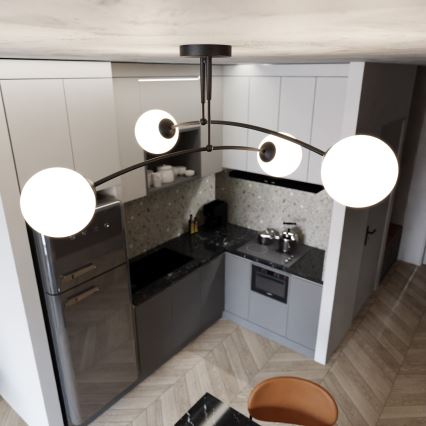 Висящ полилей PREGOS 4xE14/10W/230V черен