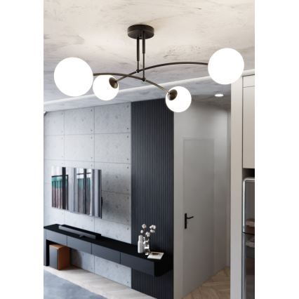 Висящ полилей PREGOS 4xE14/10W/230V черен