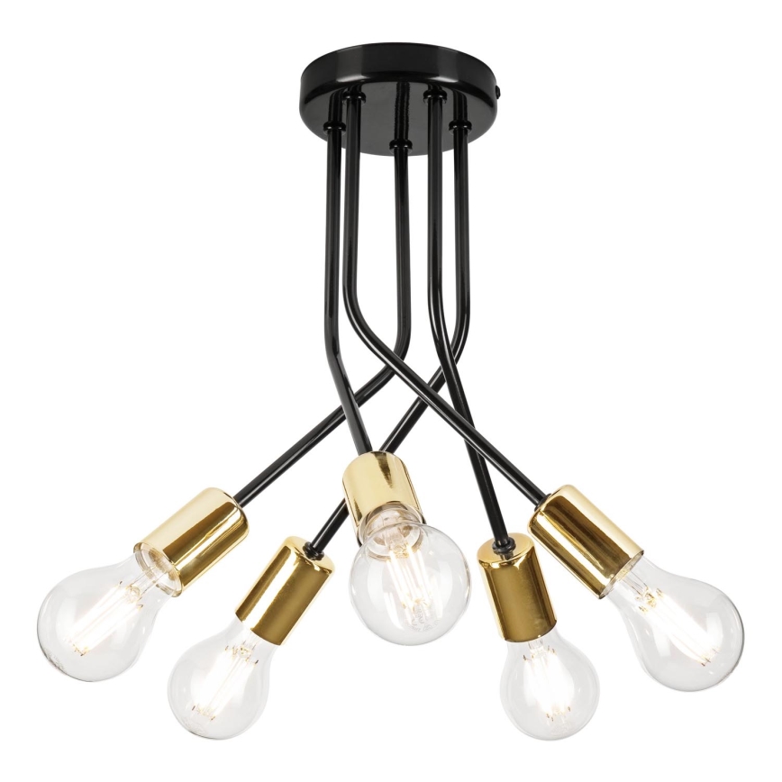 Висящ полилей PRIYA 5xE27/15W/230V черен