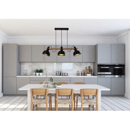 Висящ полилей RENO 3xE27/40W/230V черен/кафяв