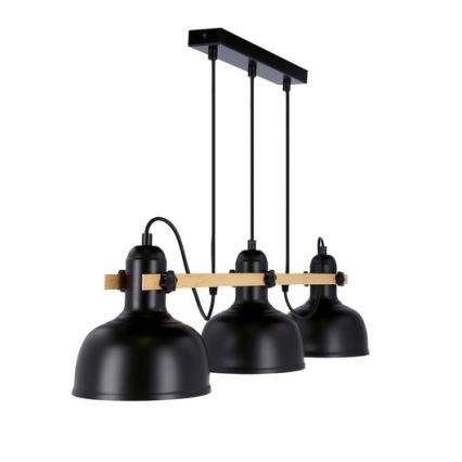 Висящ полилей RENO 3xE27/40W/230V черен/кафяв