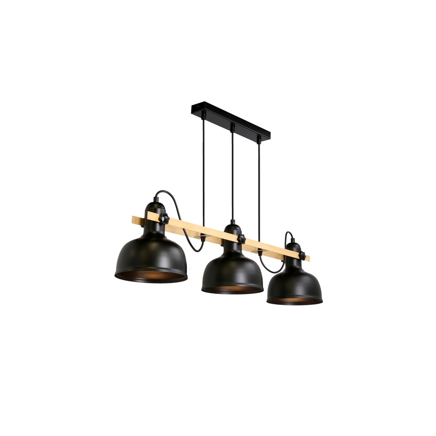 Висящ полилей RENO 3xE27/40W/230V черен/кафяв