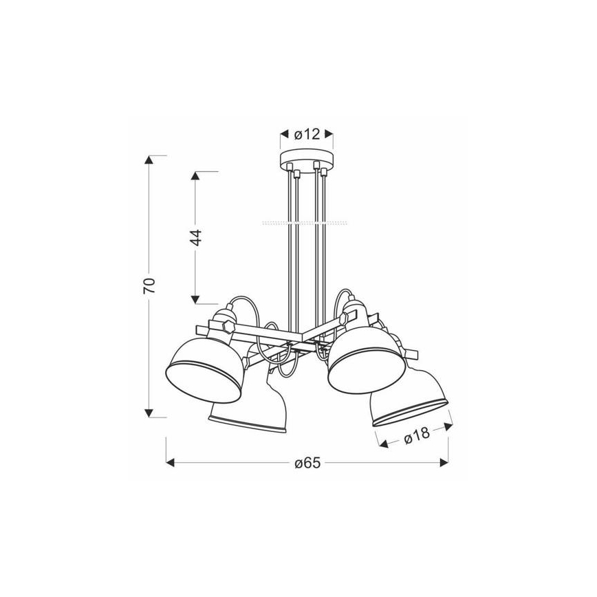 Висящ полилей RENO 4xE27/40W/230V черен/кафяв