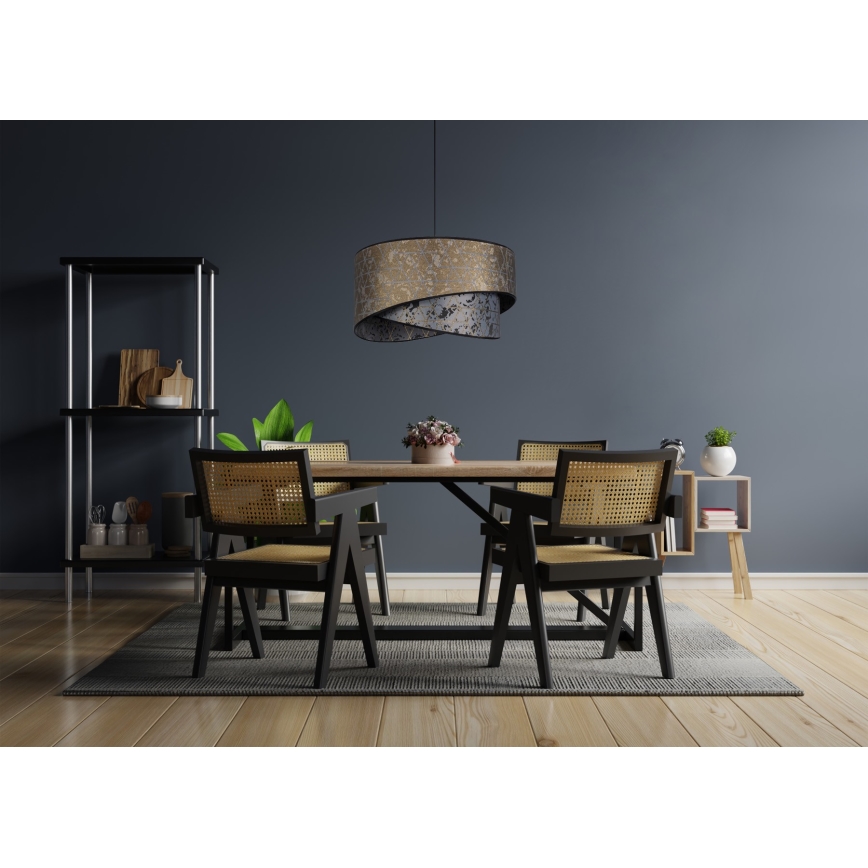 Висящ полилей REZO 1xE27/60W/230V сив/златист