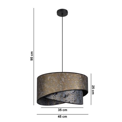 Висящ полилей REZO 1xE27/60W/230V сив/златист