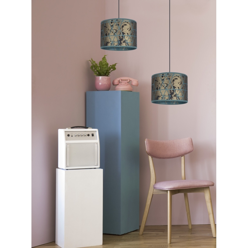Висящ полилей REZO 1xE27/60W/230V златист/тюркоаз