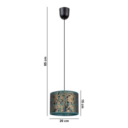 Висящ полилей REZO 1xE27/60W/230V златист/тюркоаз