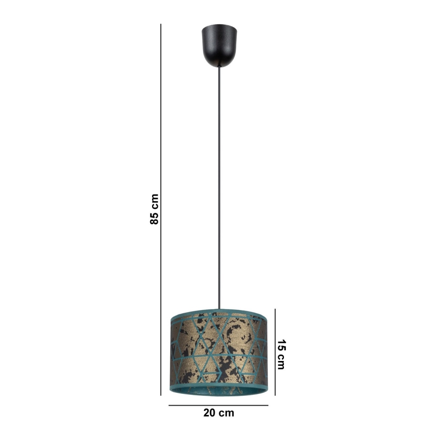 Висящ полилей REZO 1xE27/60W/230V златист/тюркоаз