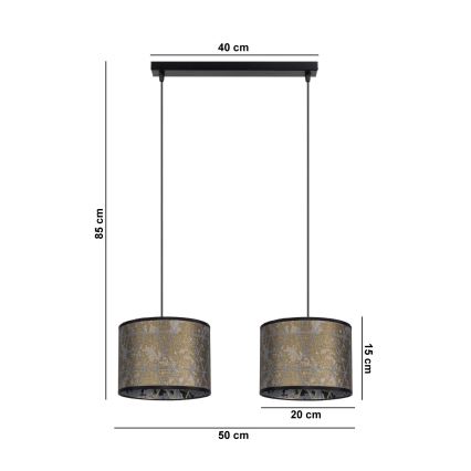 Висящ полилей REZO 2xE27/60W/230V златист