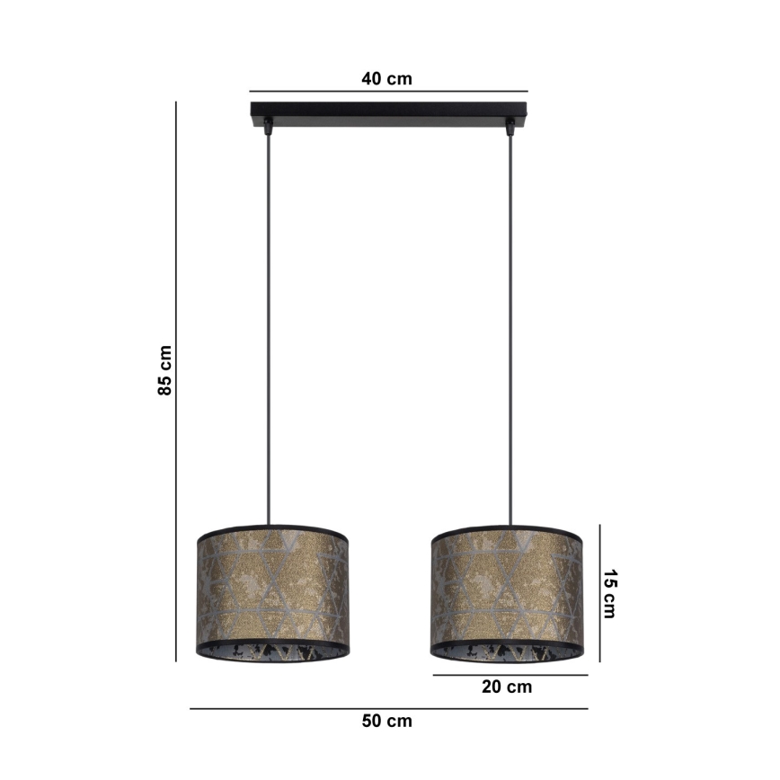 Висящ полилей REZO 2xE27/60W/230V златист