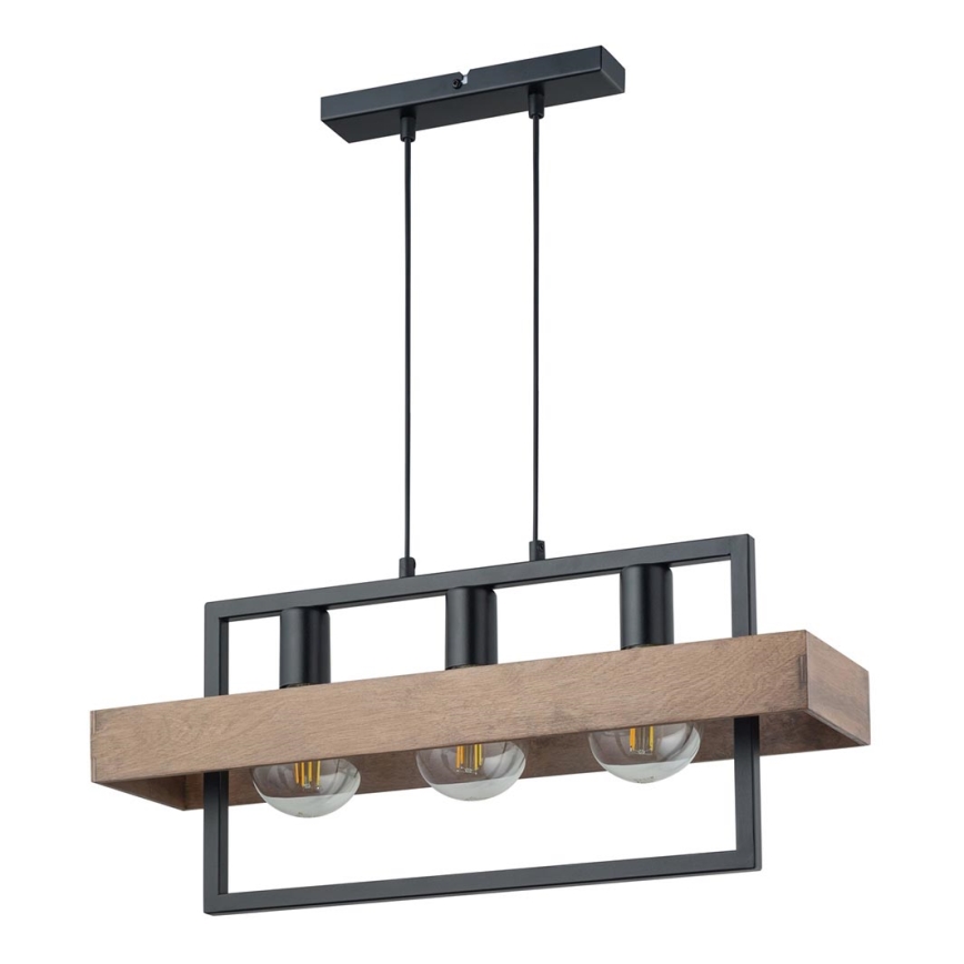 Висящ полилей ROBIN 3xE27/60W/230V дървен
