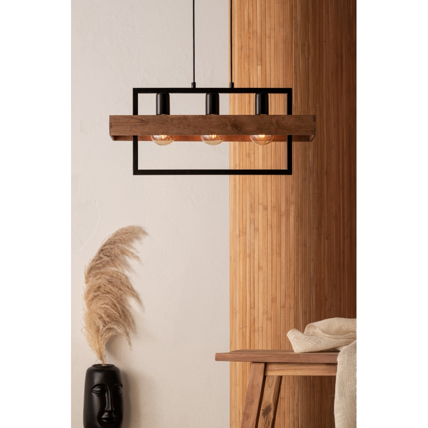 Висящ полилей ROBIN 3xE27/60W/230V дървен
