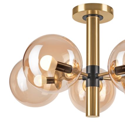 Висящ полилей ROLLO 5xE14/5W/230V златист/опушен бежов