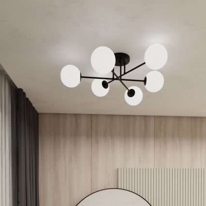 Висящ полилей ROMA 6xE14/10W/230V черен/бял