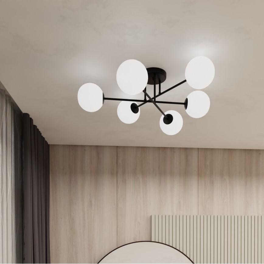 Висящ полилей ROMA 6xE14/10W/230V черен/бял