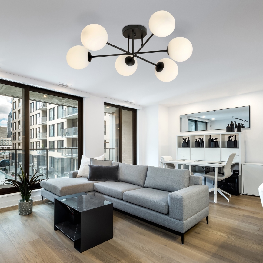 Висящ полилей ROMA 6xE14/10W/230V черен/бял