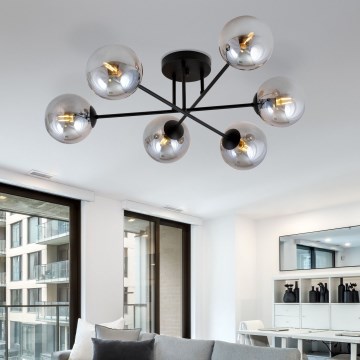 Висящ полилей ROMA 6xE14/10W/230V черен/опушен