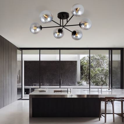 Висящ полилей ROMA 6xE14/10W/230V черен/опушен