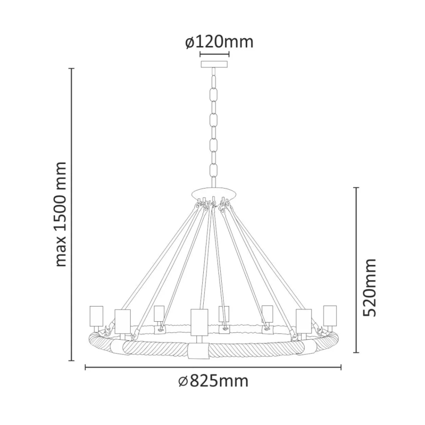 Висящ полилей ROPE ARTHUR 8xE27/20W/230V