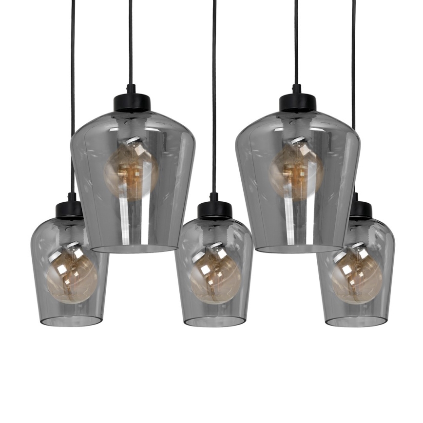 Висящ полилей SANTIAGO 5xE27/60W/230V черен