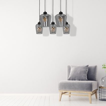 Висящ полилей SANTIAGO 5xE27/60W/230V черен