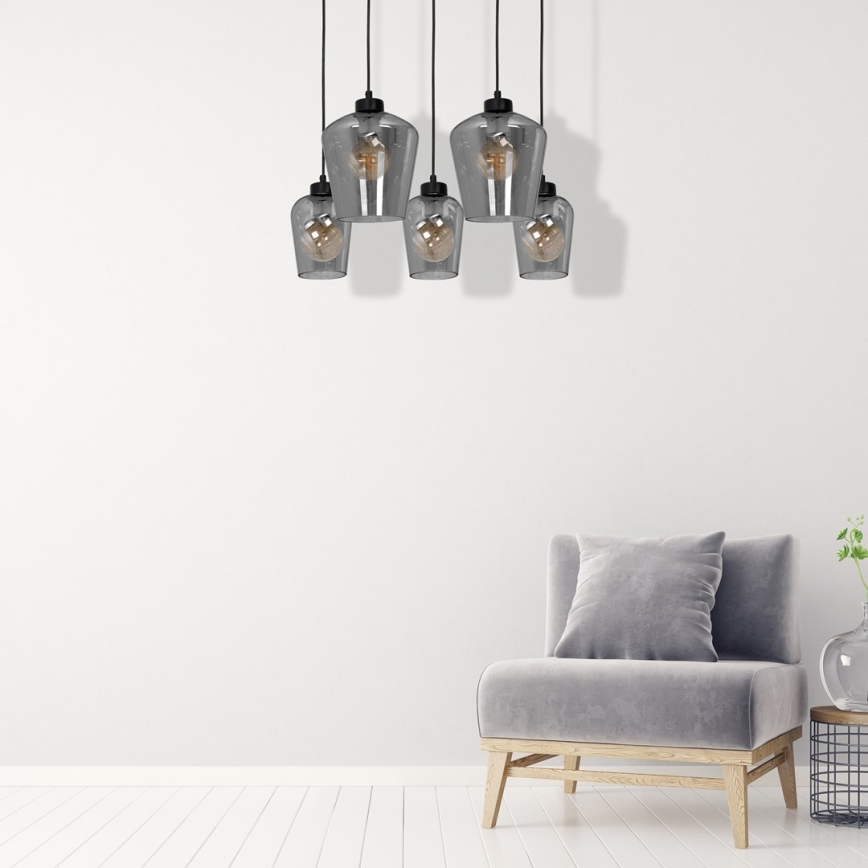 Висящ полилей SANTIAGO 5xE27/60W/230V черен