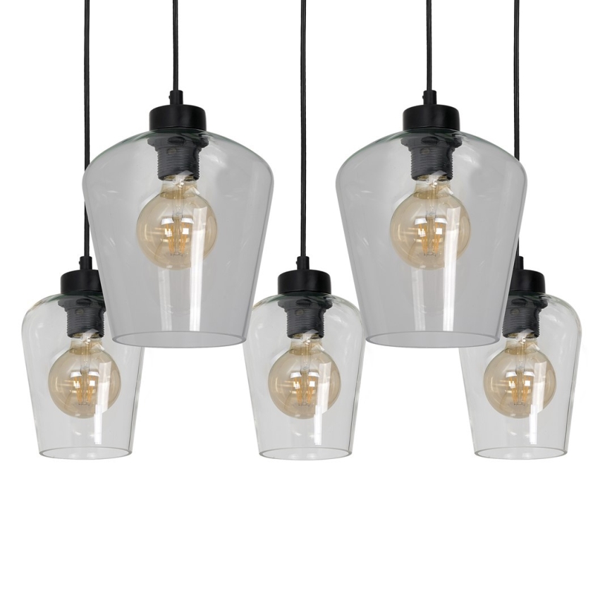 Висящ полилей SANTIAGO 5xE27/60W/230V прозрачен