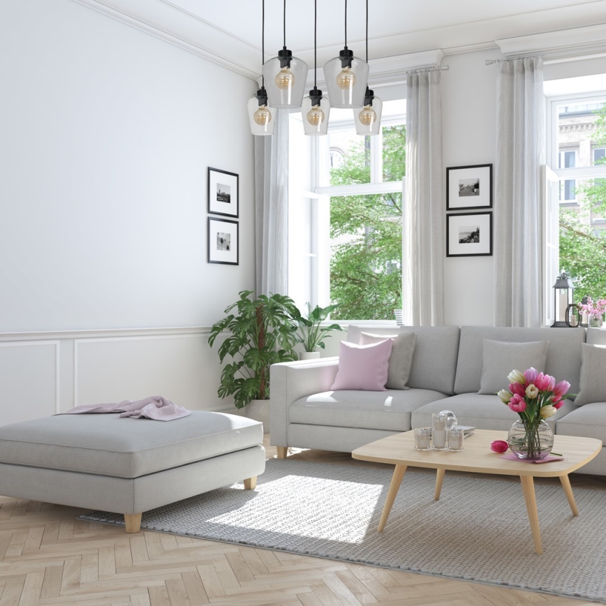 Висящ полилей SANTIAGO 5xE27/60W/230V прозрачен