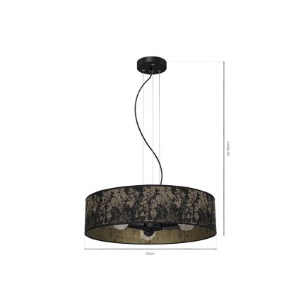 Висящ полилей SATINO 3xE27/60W/230V черен/златист