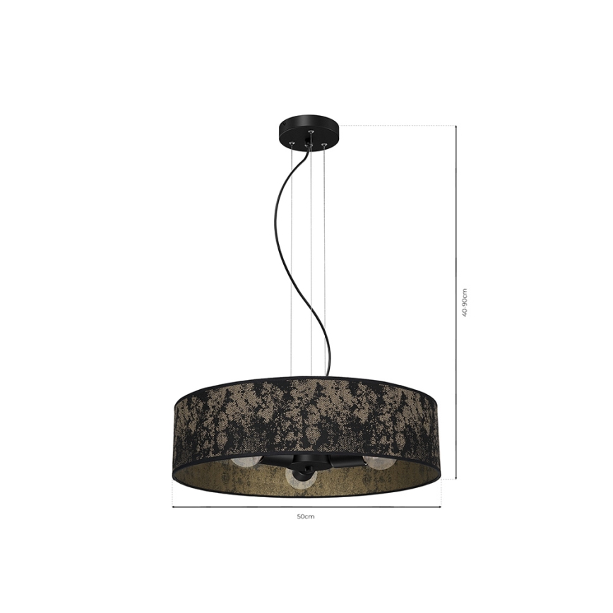 Висящ полилей SATINO 3xE27/60W/230V черен/златист